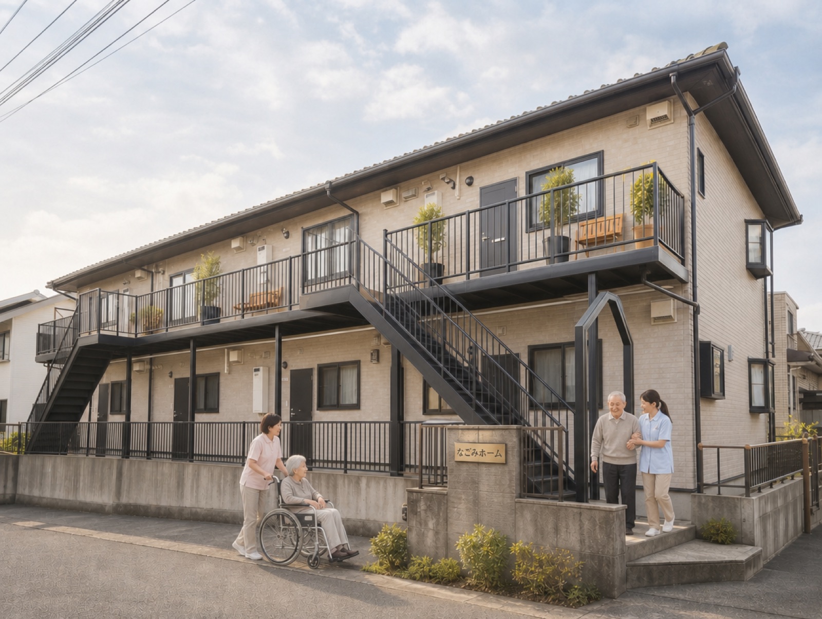 なごみホーム 西都賀の外観（正面玄関）